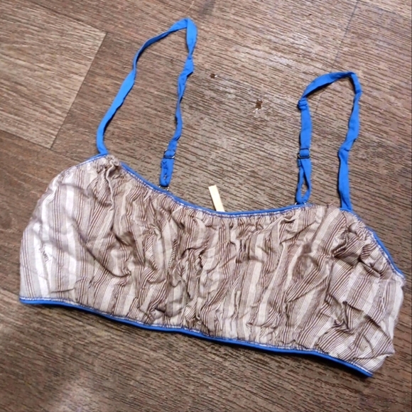 Free People Striped Brown and Blue Bralette Top Size S - Picture 1 of 4